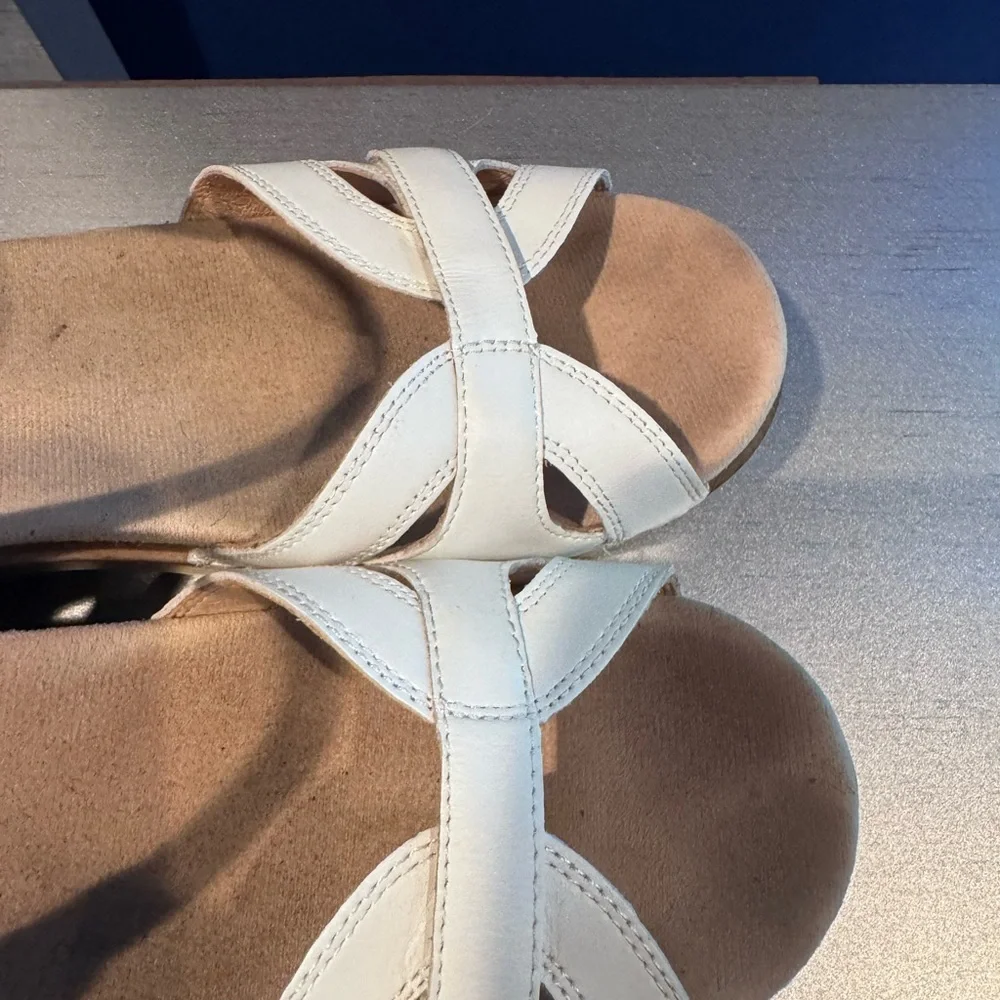 Dansko White Leather Season Sandals with Contoured Footbed - Picture 4 of 9